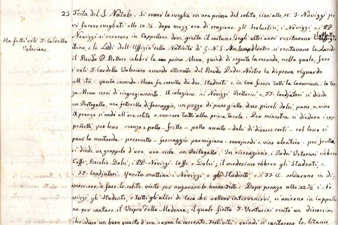 Particolare di una pagina del Noviziato di Sant'Andrea al Quirinale - Archivio Storico, Gesuiti - Provincia Euro-Mediterranea