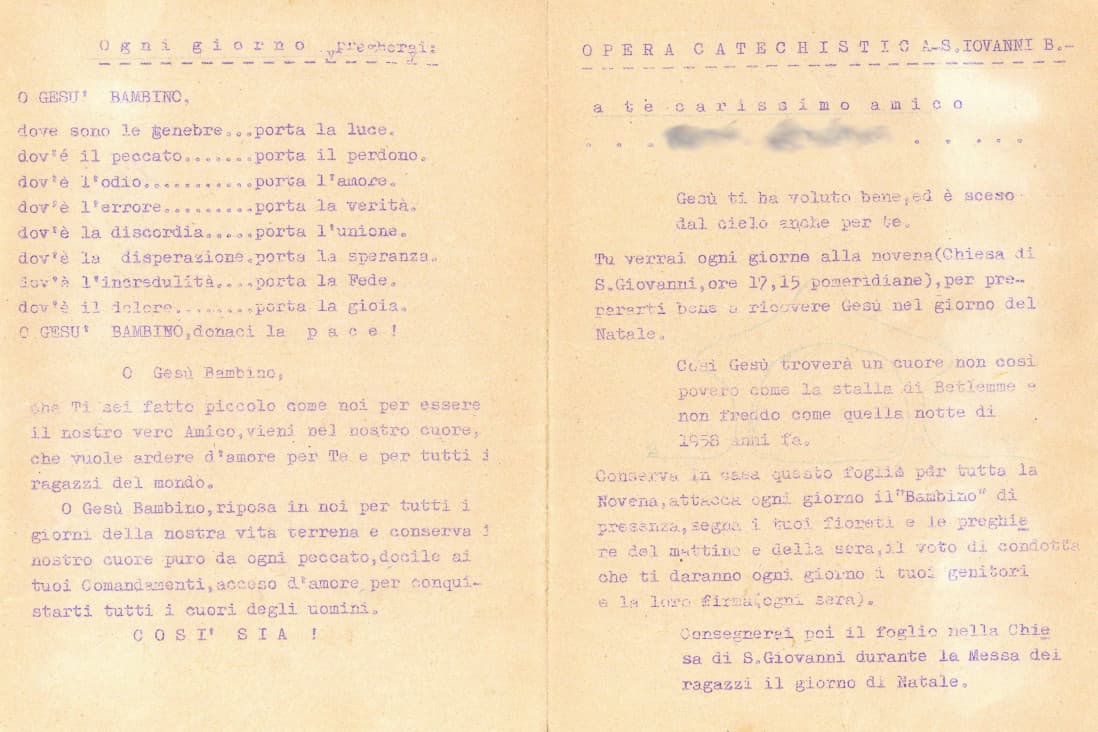 Letterina di Natale di un bambino del catechismo di Cuglieri, Sardegna - Archivio Storico - Gesuiti, Provincia Euro-Mediterranea