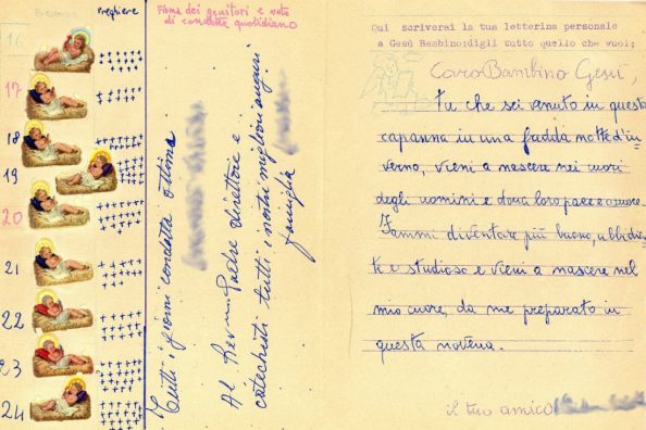 Letterina di Natale di un bambino del catechismo di Cuglieri, Sardegna - Archivio Storico - Gesuiti, Provincia Euro-Mediterranea