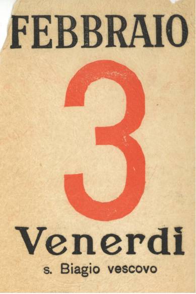 Pagina di un calendario utilizzata come segnalibro da un gesuita