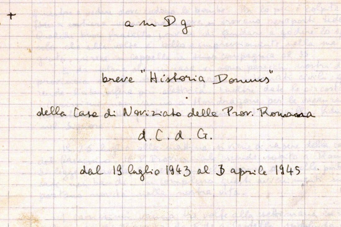 Prima pagina della historia domus del Noviziato della Provincia Romana, 1943-1945 - Archivio Storico - Gesuiti, Provincia Euro-Mediterranea