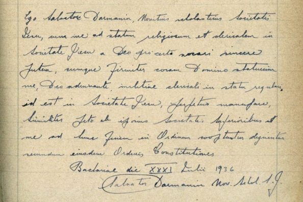 La domanda da novizio di Salvino Darmanin SJ - Archivio Storico - Gesuiti, Provincia Euro-Mediterranea