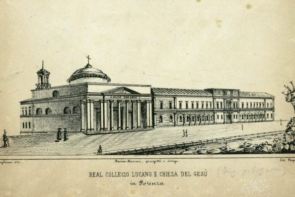 Litografia raffigurante una veduta del collegio dei gesuiti a Potenza - Archivio Storico - Gesuiti, Provincia Euro-Mediterranea