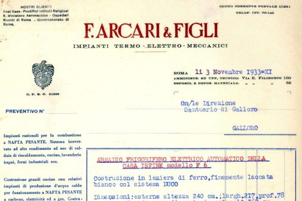 Preventivo di un fornitore per la casa di Galloro - Archivio Storico - Gesuiti, Provincia Euro-Mediterranea